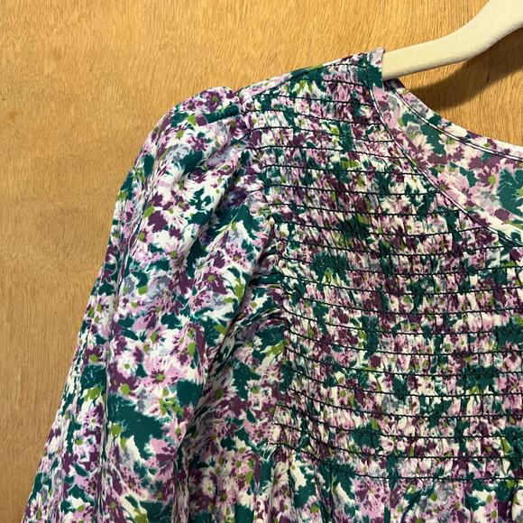 Pleione Blouse NWT Women’s Medium Smocked Floral Puff Sleeve Boho CottageCore - Picture 8 of 10